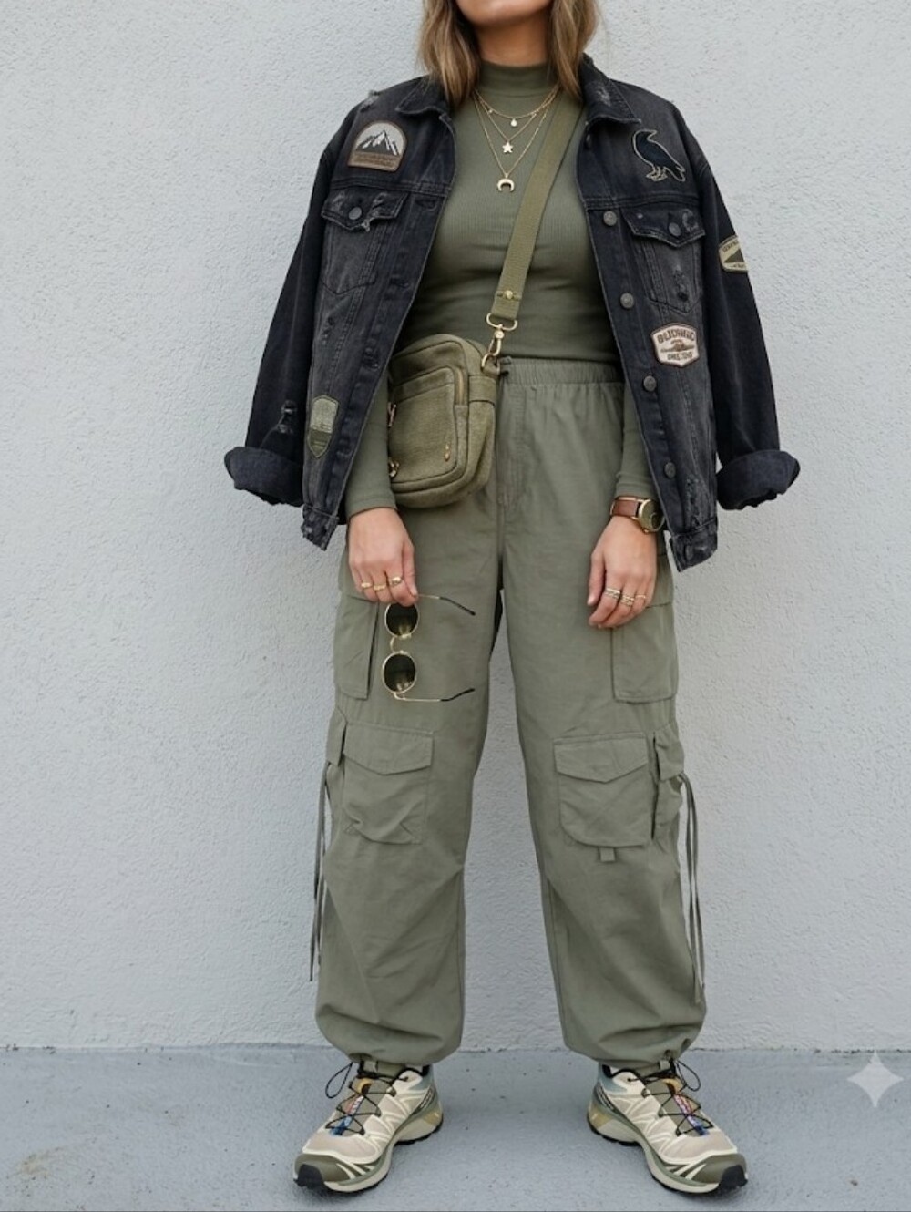 Aeropostale New  Olive Green Cargo Pants with Drawstring Ankles Size L